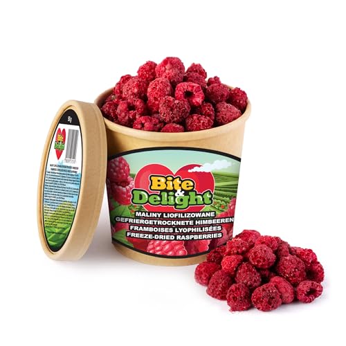Bite & Delight Himbeeren Gefriergetrocknet - Schonend Gefriergetrocknete Himbeeren in Scheiben - Frei von Zusatzstoffen - Getrocknete Himbeeren - Getrocknete Früchte - Pure Frucht - 750 ml Bite & Delight Himbeeren Gefriergetrocknet - Schonend Gefriergetrocknete Himbeeren in Scheiben - Frei von Zusatzstoffen - Getrocknete Himbeeren - Getrocknete Früchte - Pure Frucht - 750 ml von Bite & Delight