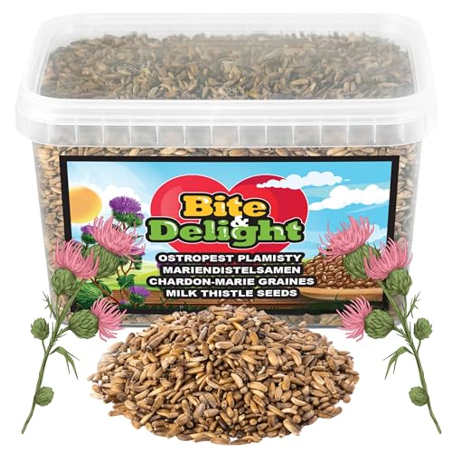 Bite & Delight Mariendistelsamen - Mariendistel natürlich - Mariendistel Samen - Tee - Mariendisteltee - Milk Thistle - Silybum marianum - Kräutertee - Silybum Marianum - 1000 ml von Bite & Delight