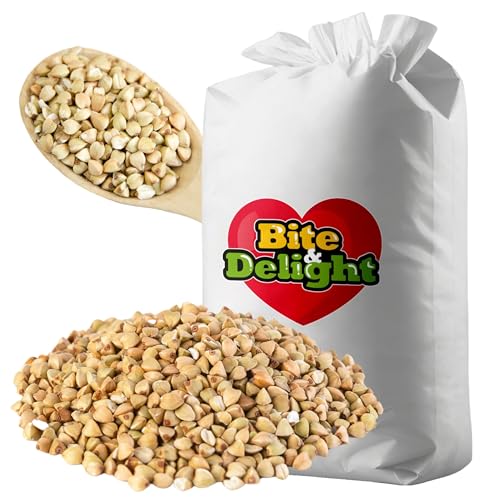 Bite & Delight Weiße Buchweizengrütze - Roh, Nicht wärmebehandelt, Alle Nährstoffe - Köstlicher Geschmack - Quelle für Eiweiß und komplexe Kohlenhydrate - Passt zu vielen Gerichten - 10 kg Bite & Delight Weiße Buchweizengrütze - Roh, Nicht wärmebehandelt, Alle Nährstoffe - Köstlicher Geschmack - Quelle für Eiweiß und komplexe Kohlenhydrate - Passt zu vielen Gerichten - 10 kg von Bite & Delight
