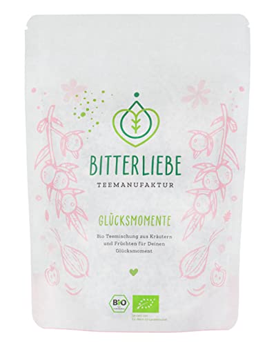 BitterLiebe® Teemanufaktur Glücksmomente Bio Kräutertee lose mit der Kraft der Bitterstoffe I Bitterkräuter, Zitronengras, Pfefferminze uvm. I ca. 70 Tassen (130g) von Bitterliebe