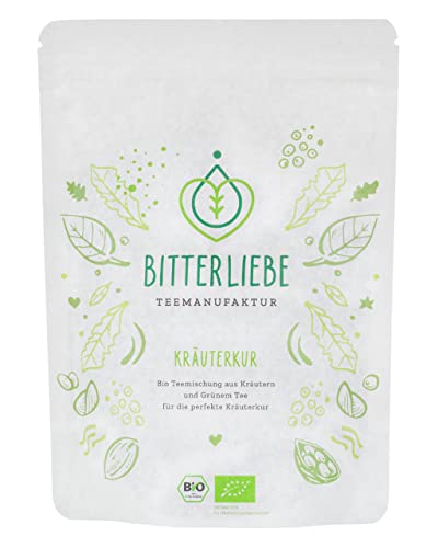 BitterLiebe® Teemanufaktur Kräuterkur Bio Kräutertee lose 100g mit der Kraft der Bitterstoffe I Bitterkräuter, Grüner Tee, Hagebutte uvm. I ca. 70 Tassen (100g) von Bitterliebe