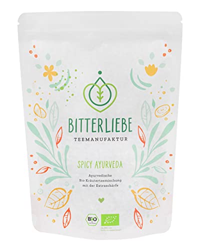 BitterLiebe® Teemanufaktur Spicy Ayurveda Bio Kräutertee lose mit der Kraft der Bitterstoffe I Bitterkräuter, Gewürztee, Zitronengras, uvm. (180g) von Bitterliebe