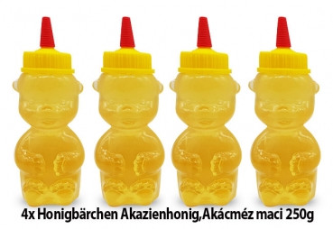 SPAR SET 4x 250g (1kg) "Honigbärchen Akazienhonig, ungarischer Honig von Bivalyos Tanya Kft