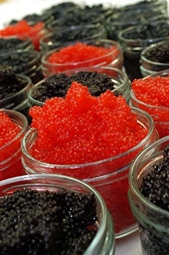 200g (2x100g) Schwarzer Seehasenrogen + 200g (2x100g) Roter Seehasenrogen - Black or Red Lumpfish eggs 400g von Black Almas