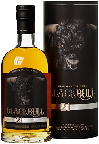 Black Bull 21 Years Old Duncan Taylor Blended Scotch Whisky mit Geschenkverpackung (1 x 0.7 l) von Black Bull