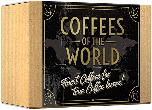 Black Donkey Gourmet-Kaffee-Geschenkset - COFFEES OF THE WORLD | Gemahlener Kaffee 600g (6 x 100g) - 6 feinste Single Origin Kaffees | Geschenkidee im Geschenkkorb-Stil für Sie & Ihn von Black Donkey