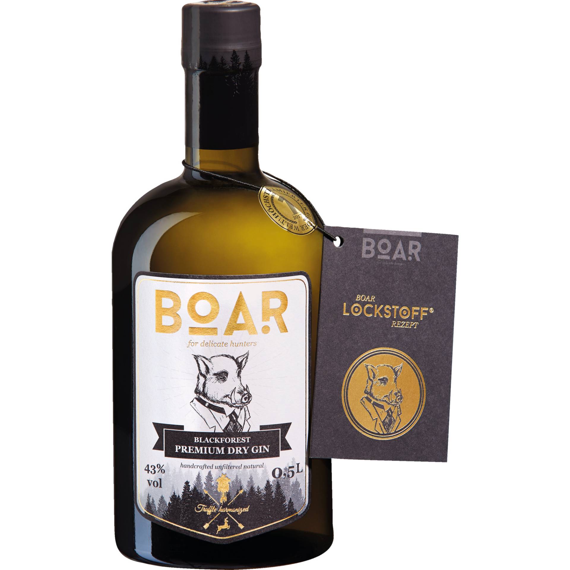 Boar Black Forest Dry Gin, 43 % vol. 0,5 L, Spirituosen von Black Forest Distillery, Breitsodstrasse 4, D - 77740 Bad Peterstal - Griesbach