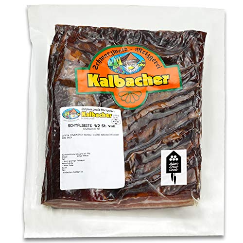 Schwarzwälder Schmalseite - 1,1 kg - Deutsche Produktion - 1/2 Stück vakuumiert - CMA Gütezeichen - Schweinebauch - Traditionell geräuchert - Einzigartiger Geschmack von Black Forest Goods