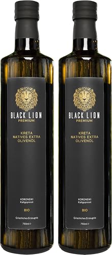 KRETA | griechisches Bio Olivenöl Kaltgepresst, nativ extra | mild-fruchtig-lecker | 100% Koroneiki-Olive Premium (2x 750ml) von Black Lion Premium