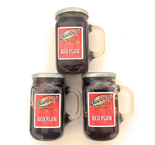 Blackburn's Preserves & Jellys Wiederverwendbare Glasbecher mit Griff, 530 ml, 3 Stück, Rot Pflaumengelee Blackburn's Preserves & Jellys Wiederverwendbare Glasbecher mit Griff, 530 ml, 3 Stück, Rot Pflaumengelee von Blackburn's