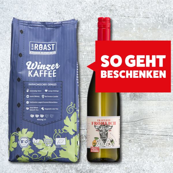 'Geschenkset Winzer Kaffee Kreme mit Frau Fröhlich' BLANK ROAST von Blank Roast Manufaktur Geschenkbox