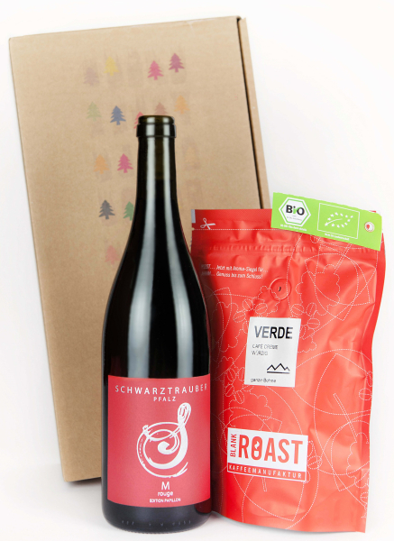 'Verde Bio 250g mit 1 Flasche Merlot Geschenkbox Sterne' BLANK ROAST von Blank Roast Manufaktur