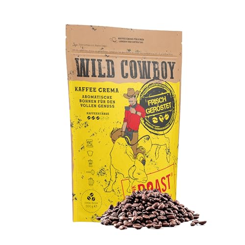 BLANK ROAST Wild Cowboy Crema - ganze Kaffeebohnen - 100% Arabica Kaffee - schonend mit Hickory-Holz geröstet - säurearm (500g) von BLANK ROAST