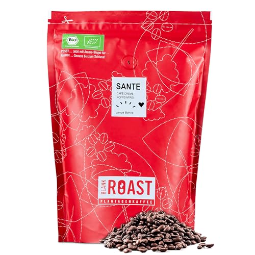 Blank Roast Sante BIO Kaffeebohnen entkoffeiniert - Organic - gemahlen oder als ganze Bohne - 100% Arabica - besonders säurearm - (1000g, ganze Bohne) von BLANK ROAST