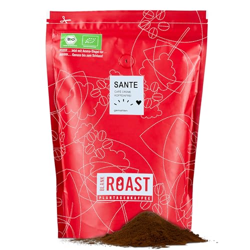 Blank Roast - Sante - 1kg - BIO Kaffee gemahlen & koffeinfrei - 100% Arabica aus Peru - schonend & umweltfreundlich entkoffeiniert - säurearm mit voller Crema - ideal für jede Zubereitungsart von BLANK ROAST