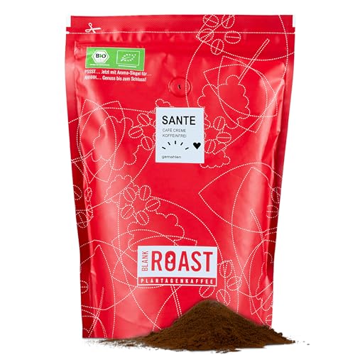 Blank Roast - SANTE - 1kg - Bio Kaffee gemahlen & koffeinfrei - 100% Arabica aus Peru - schonend & umweltfreundlich entkoffeiniert - säurearm mit voller Crema - ideal für jede Zubereitungsart von BLANK ROAST