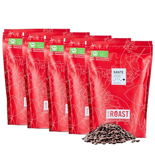 Blank Roast - SANTE - 1kg (5er Pack) - BIO Kaffeebohnen koffeinfrei - 100% Arabica aus Peru - schonend & umweltfreundlich entkoffeiniert - säurearm mit voller Crema - ideal für jede Zubereitungsart von BLANK ROAST