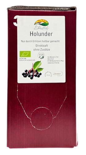 BLEICHHOF® Bio Holundersaft - Direktsaft, vegan, Bag-in-Box (1x3l Saftbox) von Bleichhof