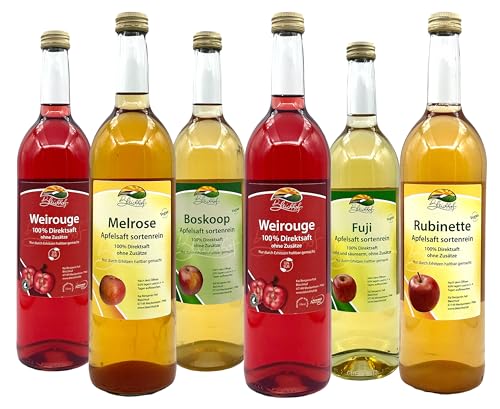 BLEICHHOF® sortenreine Apfelsäfte - 2x Weirouge 0,72L, Boskoop 0,72L, Rubinette 0,72L, Melrose 0,72L, Fuji 0,72L (6x0,72L) von Bleichhof