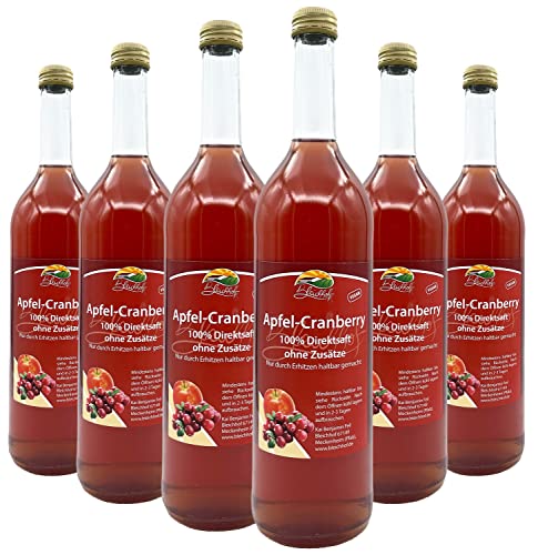 Bleichhof Apfel-Cranberry Direktsaft - 100% Direktsaft, vegan, OHNE Zuckerzusatz, 6er Pack (6x 0,72l) von Bleichhof