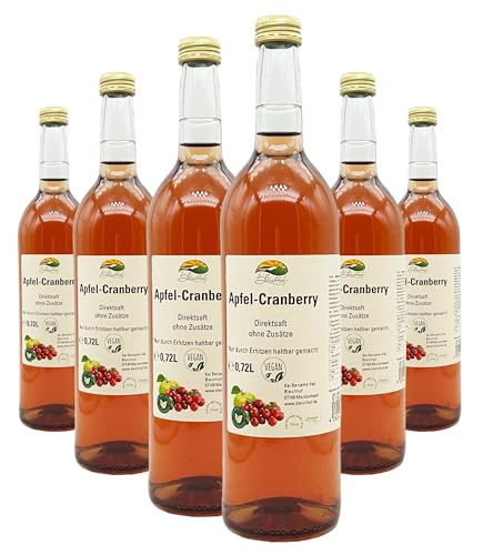 Bleichhof Apfel-Cranberry Direktsaft - 100% Direktsaft, vegan, OHNE Zuckerzusatz, 6er Pack (6x 0,72l) von Bleichhof