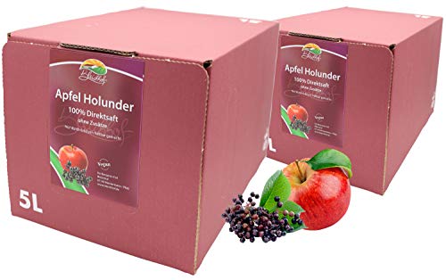 Bleichhof Apfel-Holunder Direktsaft - 100% Direktsaft, OHNE Zuckerzusatz, mit Zapfsystem (2x 5l Saftbox) von Bleichhof