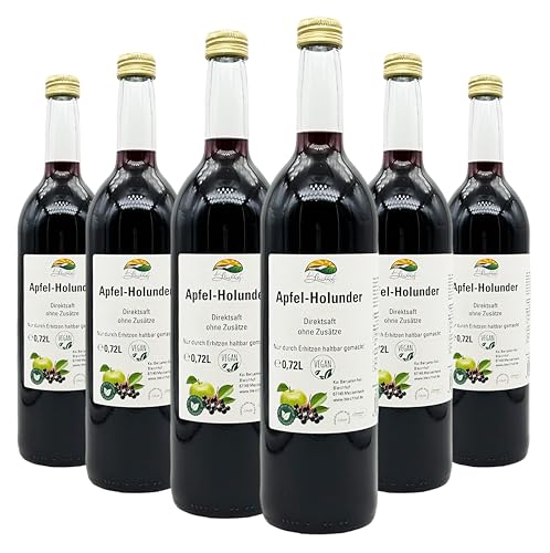 Bleichhof Apfel-Holunder Saft - 100% Direktsaft, naturrein und vegan, OHNE Zuckerzusatz, 6er Pack (6x 0,72l) von Bleichhof