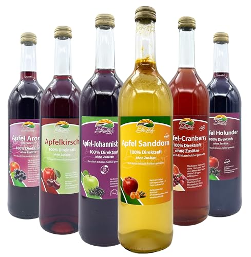 BLEICHHOF® Apfelmischsäfte mit Beeren - Apfel-Sanddornsaft, Apfel-Aroniasaft, Apfel-Cranberrysaft, Apfel-Johannisbeersaft, Apfel-Holundersaft, Apfel-Kirschsaft (6x0,72L) von Bleichhof