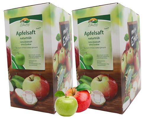 BLEICHHOF® Apfelsaft naturtrüb - Direktsaft, vegan, Bag-in-Box (2x3l Saftbox) von Bleichhof