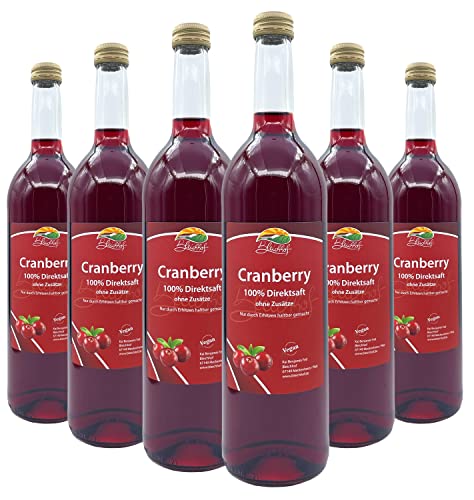 Bleichhof Cranberry-Saft (100% vegan) - frei von Zusätzen« Cranberry-Direktsaft ohne Zuckerzusatz- Qualität vom Familienbetrieb (6x0,72L) von Bleichhof