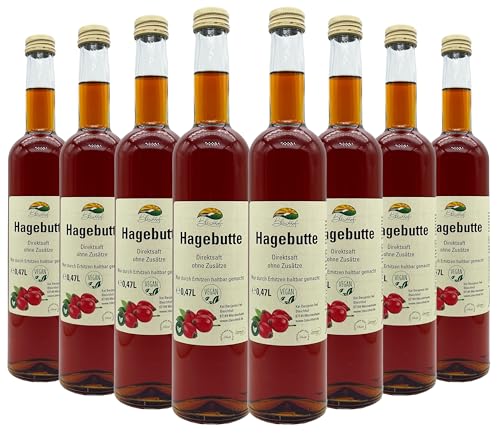 Bleichhof Hagebuttensaft - 100% Direktsaft, naturrein und vegan, OHNE Zuckerzusatz, 8er Pack (8x 0,47l) von Bleichhof