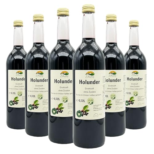 BLEICHHOF® [6er Pack] Holundersaft - 100% leckerer Direktsaft - Frische Früchte - ohne Zuckerzusatz und Zusatzstoffe - Nachhaltig hergestellt im Familienbetrieb in Meckenheim von Bleichhof