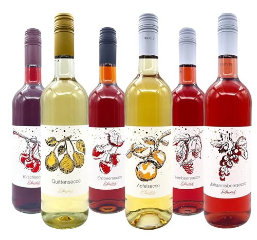 BLEICHHOF® SECCO-Mixkarton - Apfel-, roter Johannisbeer-, Erdbeer-, Quitten-, Himbeer-, Kirschsecco (6x0,75L) von Bleichhof