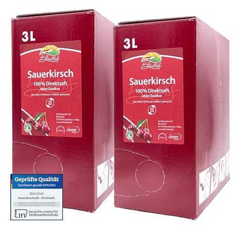 BLEICHHOF® Sauerkirschsaft - Direktsaft, vegan, Bag-in-Box (2x3l) von Bleichhof