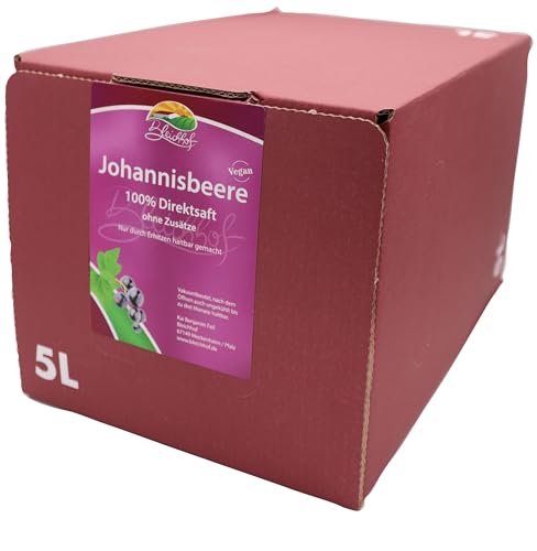Bleichhof Schwarzer Johannisbeersaft - 100% Direktsaft, OHNE Zuckerzusatz, Bag-in-Box (1x 5l Saftbox) von Bleichhof