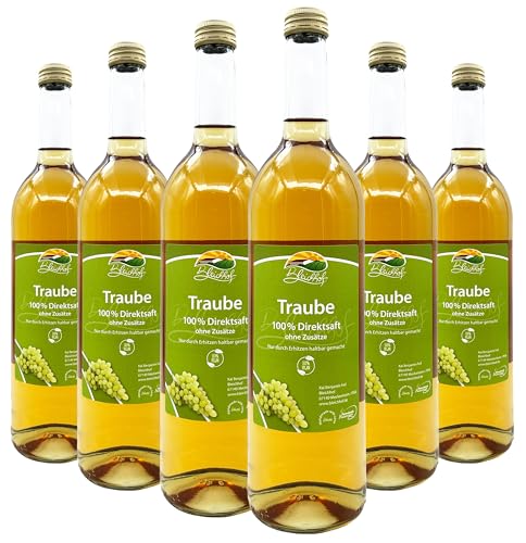 Bleichhof Traubensaft (weiß) - 100% Direktsaft, naturrein und vegan, OHNE Zuckerzusatz, 6er Pack (6x 0,72l) von Bleichhof