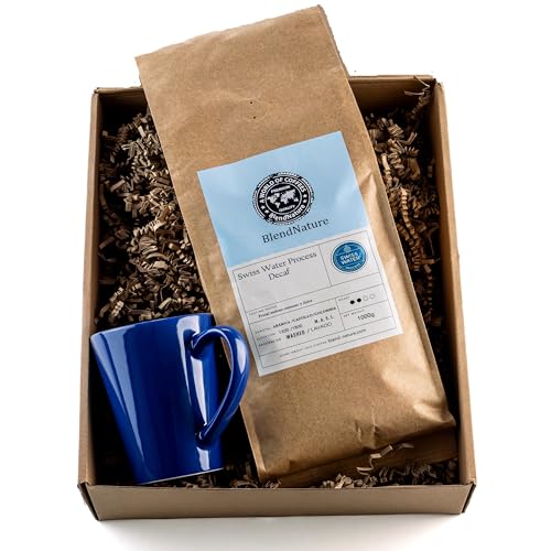 Swiss Water Entkoffeinierte Kaffeebohnen 1 kg natürlich – Verarbeitet in Kanada nur mit Wasser entfernt Koffein um 99,9% Behält seinen ganzen Geschmack – Frei von Chemikalien –Geschenkbecher Swiss Water Entkoffeinierte Kaffeebohnen 1 kg natürlich – Verarbeitet in Kanada nur mit Wasser entfernt Koffein um 99,9% Behält seinen ganzen Geschmack – Frei von Chemikalien –Geschenkbecher von BlendNature