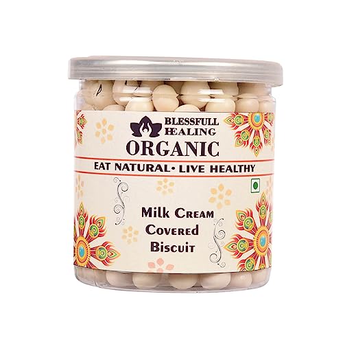 Blessfull Healing Bio-Keks mit Milchcremeüberzug, 300 Gramm, luftdichter Behälter (Verpackung kann variieren) von Blessfull Healing