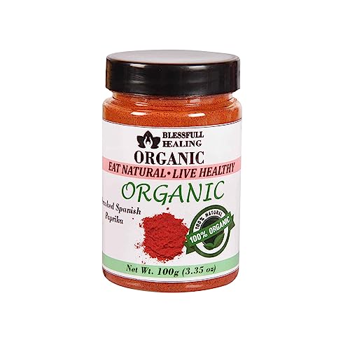 Blessfull Healing Bio geräucherter spanischer Paprika, 100 Gramm, luftdichter Behälter (Verpackung kann variieren) von Blessfull Healing