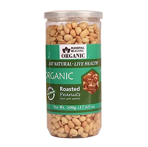 Blessfull Healing Bio-natürliche, vegane Zwiebel-Knoblauch-geröstete Erdnüsse, knusprige gesunde Snacks, 500 Gramm von Blessfull Healing