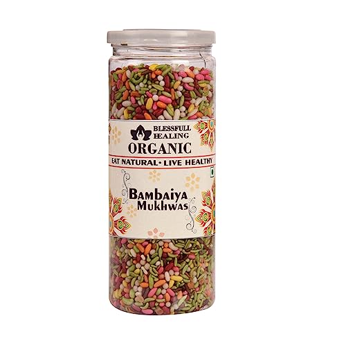 Blessfull Healing Organic Bambaiya Mukhwas 250 Gramm luftdichter Behälter (Verpackung kann variieren) von Blessfull Healing