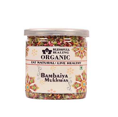 Blessfull Healing Organic Bambaiya Mukhwas 350 Gramm luftdichter Behälter (Verpackung kann variieren) von Blessfull Healing