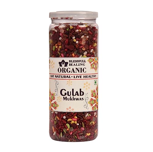 Blessfull Healing Organic Gulab Mukhwas 250 Gramm luftdichter Behälter (Verpackung kann variieren) von Blessfull Healing