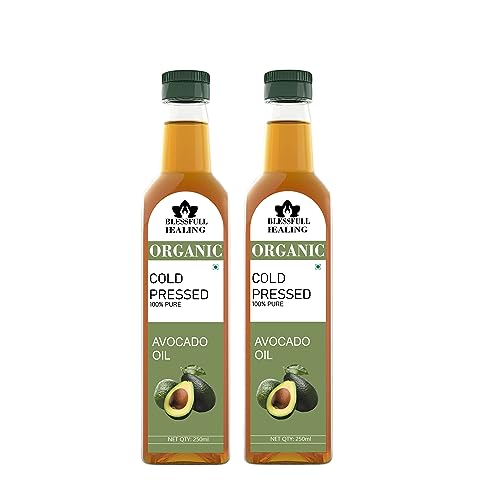 Blessfull Healing kaltgepresstes Avocadoöl für gesundes Kochen, strahlende Haut, 250 ml / 8,45 fl oz, 2er-Packung von Blessfull Healing
