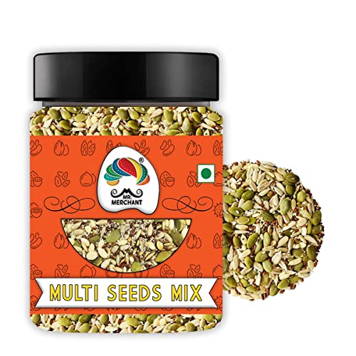 Mr. Merchant Antioxidans Seeds Mix -(Geröstete Sonnenblume, Kürbis, Flachs, Wassermelone, Chiasamen) (Zuckerfrei, Immunitätsverstärker & verzehrfertige Snacks) (250 g)_Verpackung kann variieren von Blessfull Healing