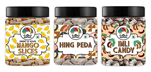 Mr. Merchant Mango Slice (300g), Hing Peda (300g) & Tamarinde / Imli Candy (300g) [Munderfrischer, Verdauungsfördernd, After-Meal, Mukhwas Combo (3er Pack)]_Verpackung kann variieren von Blessfull Healing