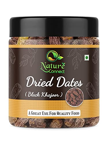 Nature Connect Khajoor, trockene schwarze Datteln - 250 g. Sukha Khajoor (Kala Chuara), Khajur-Trockenfrüchte, Khajoor-Datteln_Verpackung kann variieren von Blessfull Healing