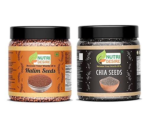 Nutri Desire Perfect Combo aus Halim Seeds (300gm) & Chia Seeds (300g) (2er Pack)_Verpackung kann variieren von Blessfull Healing
