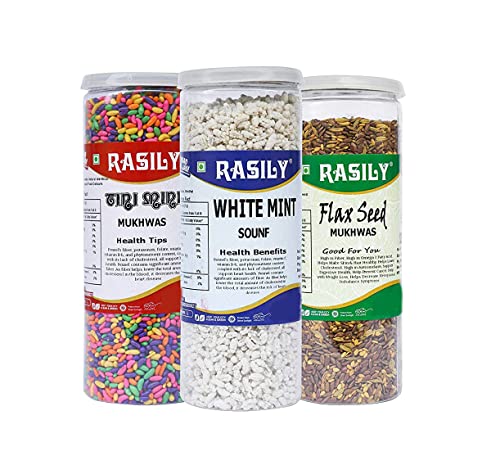 Rasily White Mint Madrasi, Tini Mini & Leinsamen-Mukhwas-Kombination_Verpackung kann variieren von Blessfull Healing