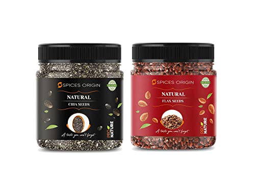 Spices Origin Rohe Chiasamen - 250 g, Leinsamen - 250 g | Immunitäts-Booster | Kombipaket für gesunde Verdauung, Gewichtskontrolle, gesunde Haut und Haare | Deepawali _Verpackung kann variieren von Blessfull Healing